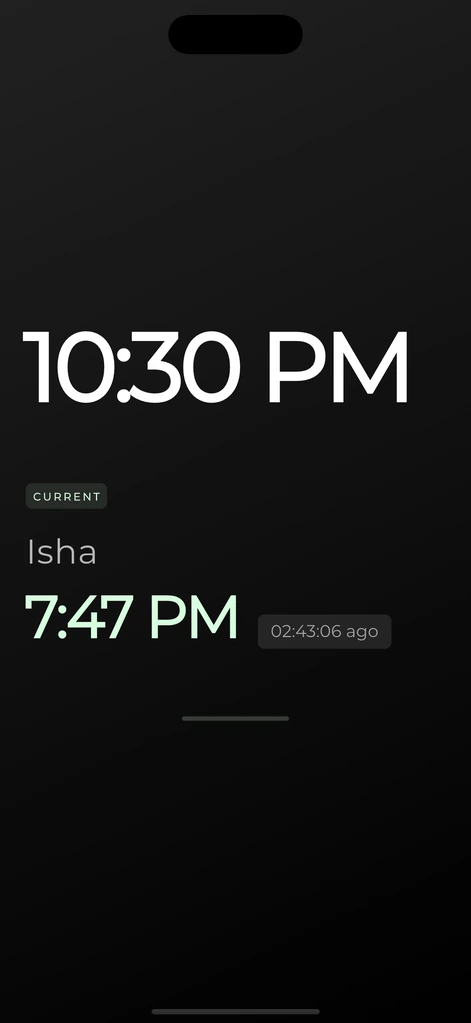 Minimal StandBy clock and prayer-time display