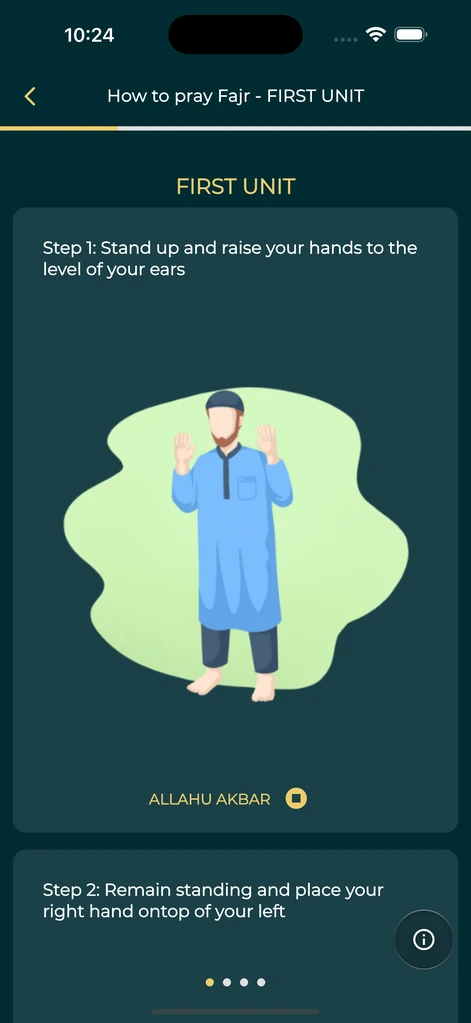 Illustrated prayer steps with audio