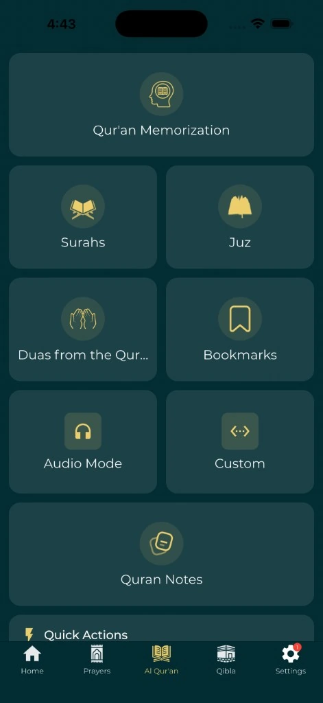 Qur'an menu
